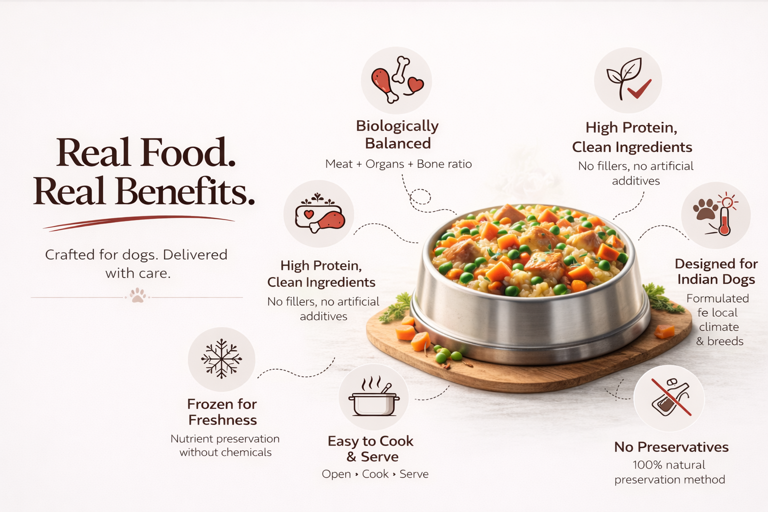 Real Food. Real Benefits. — RawTail nutrition infographic